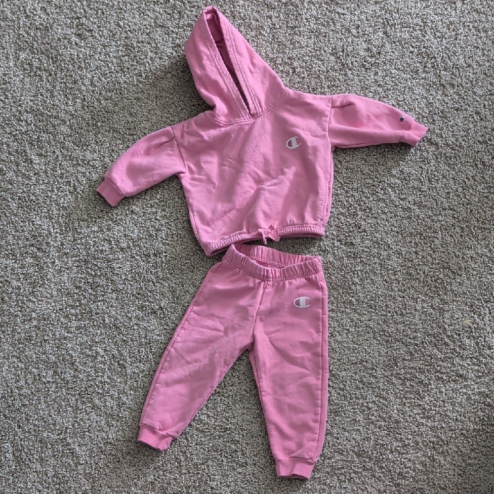 Champion Girls Pink Sweatpants and Hoodie Set Size 18 Months